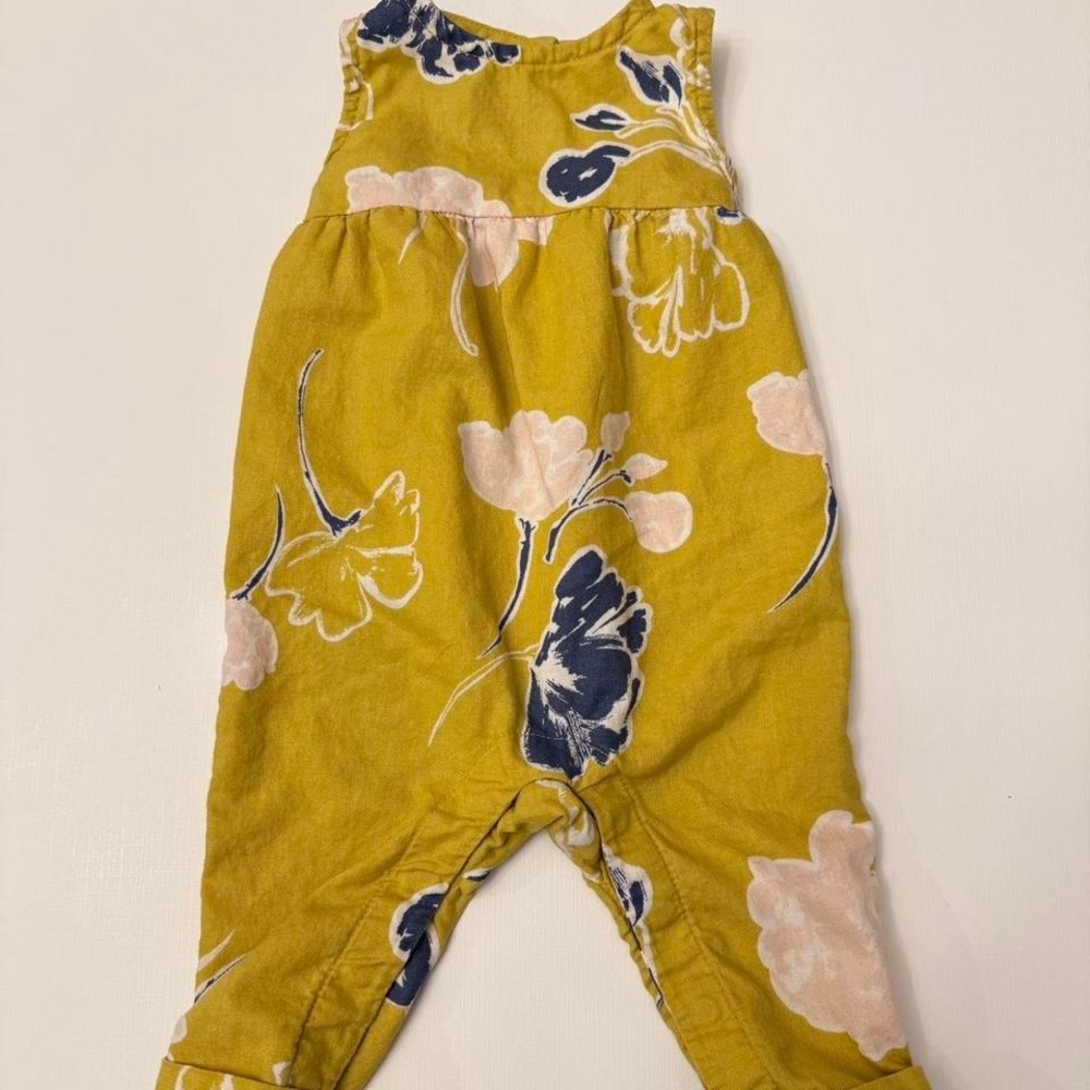 Mustard Yellow Floral Baby Romper Jumpsuit 3M Carter's Sleeveless Outfit